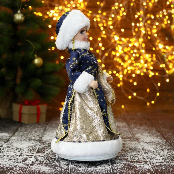 Снегурочка "В рождественской синей шубке" 17х35 см - фото 1908731012