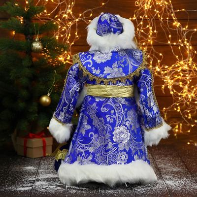 Дед Мороз под ёлку «Зимнее волшебство. В синей шубе, с посохом и мешком», 50 см