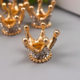 Декор для творчества металл "Корона в алмазах" золото, стразы 1,8х2,3х2,3 см