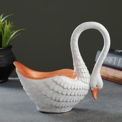 Подставка для мелочей «Лебедь», белая, 18.5×9.5×17.5 см