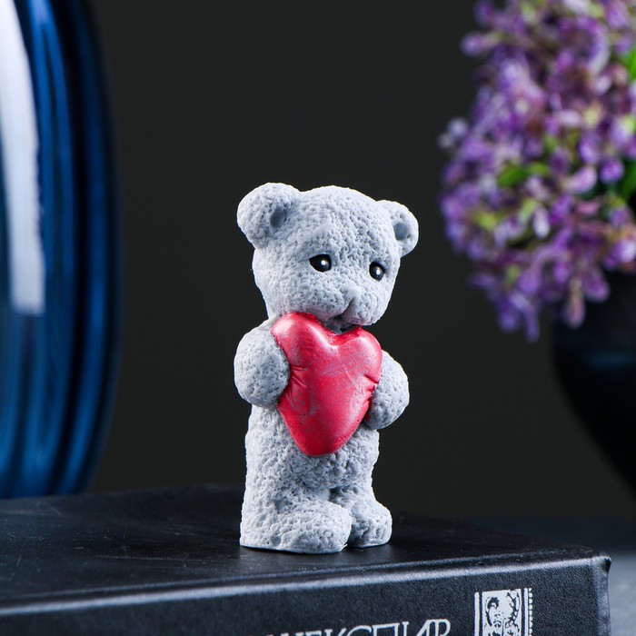 Фигурное мыло "Мишка с сердцем" серый, 57гр - Фото 1