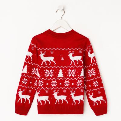 Джемпер детский новогодний вязаный KAFTAN: New Year, красный, размер 32 (110-116 см)