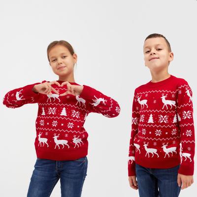 Свитер вязаный новогодний детский KAFTAN New Year, размер 30 (98-104 см), красный