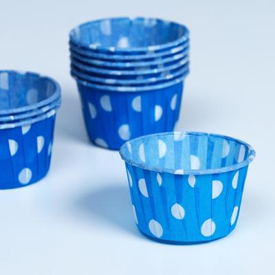 Форма бумажная "Маффин", синий в белый горох, 5 х 4 см