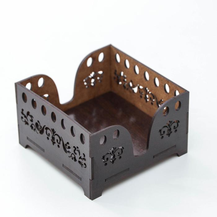 Салфетница Доляна «Мокко», 12,3×12,3 см, с салфетками, деревянная, цвет шоколадный - фото 1885199824