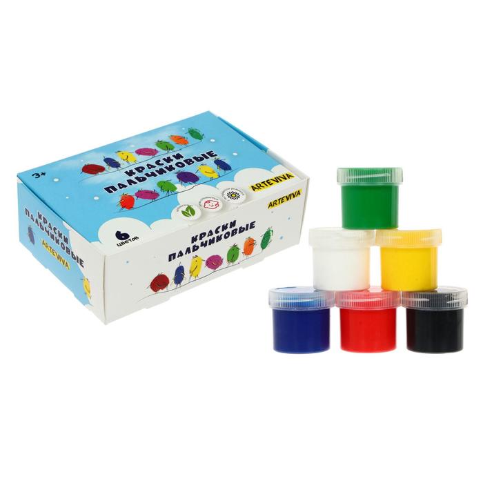 Краски пальчиковые набор 6 цветов х 40 мл, с ромашкой, Спектр, 240 мл, ARTEVIVA, (улучшенная формула) 3+