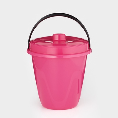 Ведро с крышкой «Лайт», 5 л, d=23.4 см, h=24 см, пластик, розовое