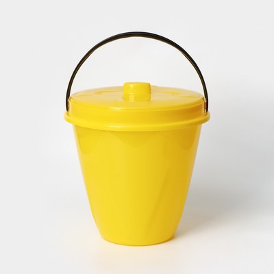 Ведро с крышкой «Лайт», 10 л, d=29.2 см, h=28.2 см, пластик, жёлтое