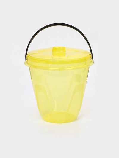 Ведро с крышкой «Лайт», 10 л, d=29.2 см, h=28.2 см, пластик, жёлтое