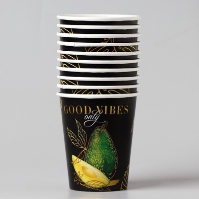 Посуда одноразовая бумажная для праздника «Авокадо», набор, 6 тарелок, 6 стаканов, гирлянда