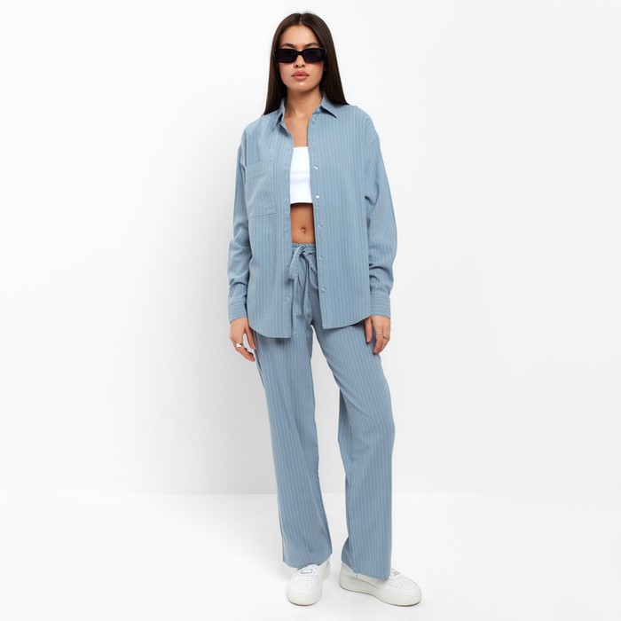 Костюм женский (рубашка и брюки) MIST р. 48-50, голубой - Фото 1