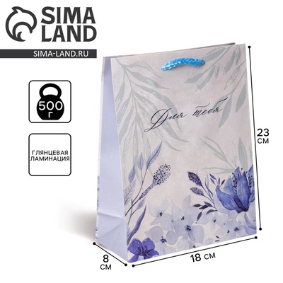 Пакет подарочный ламинированный, упаковка, For you, MS 18×23×8 см