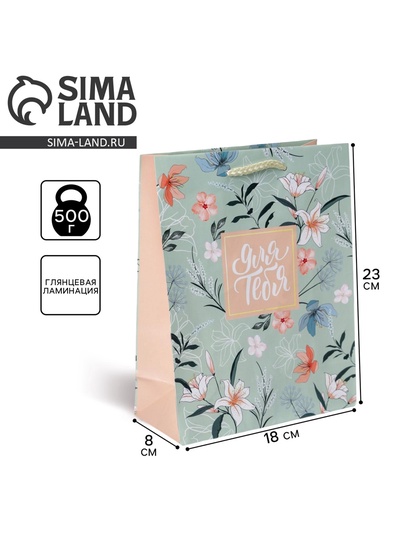 Пакет подарочный ламинированный, упаковка, Just for you, MS 18×23×8 см