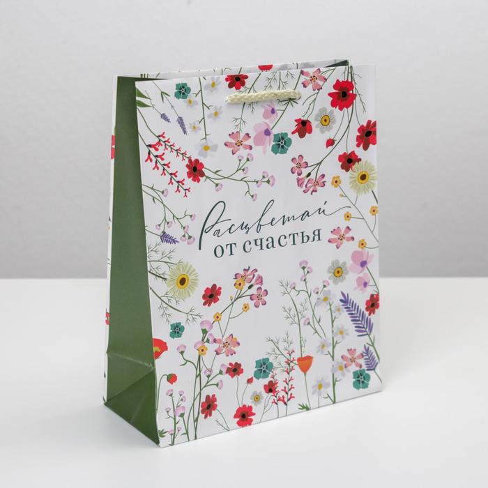 Пакет подарочный ламинированный, упаковка, «Расцветай от счастья», MS 18 х 23 х 8 см - Фото 1