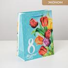 Пакет подарочный ламинированный вертикальный, упаковка, «Тюльпаны», MS 18 х 23 х 8 см - фото 319878735