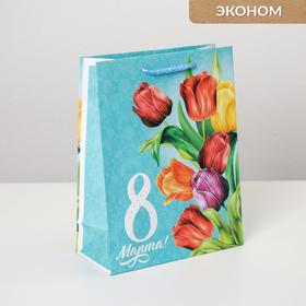 Пакет ламинированный вертикальный «Тюльпаны», MS 18 × 23 × 8 см