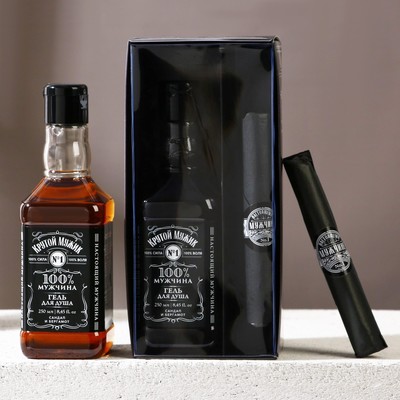 Подарочный набор мужской «Крутой мужик»: гель для душа во флаконе виски, аромат древесный с пряными нотами, 250 мл; мыло в форме сигары