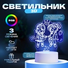 Светильник 3D RISALUX «Подружки», LED-ночник, RGB, от сети - Фото 1