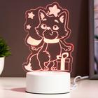 Светильник "Кот с подарком" LED RGB от сети RISALUX - фото 9140147