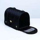 Сумка - переноска для животных «Люкс», 40×25×26 см, ПВХ, жаккард, чёрная - Фото 5