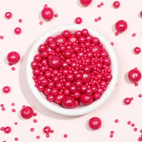 Кондитерская посыпка с мягким центром «Жемчуг», малиновый, 50 г (комплект 2 шт)