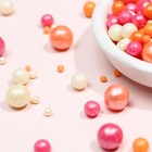 Кондитерская посыпка с мягким центром «Жемчуг» персиковый, розовый, белая, 50 г - Фото 4