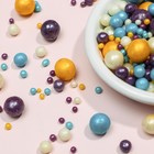 Новогодняя посыпка кондитерская с мягким центром «Жемчуг»: золотая, голубая, сиреневая, серебро, 50 г - Фото 2