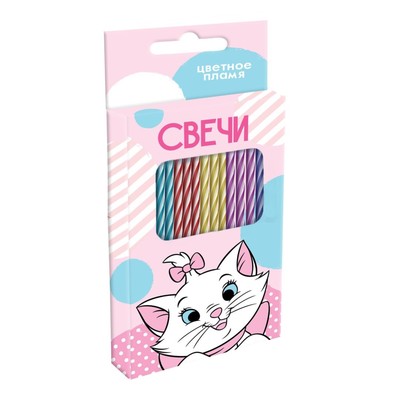 Свечи для торта 6 штук, с цветным пламенем, Коты аристократы