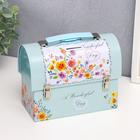 Копилка металл сундучок "Прекрасный день. Цветочный" 13,5х17,2х8,2 см - фото 60793881