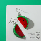 Серьги пластик «Вкусности» дольки арбуза, цвет красно-зелёный - фото 320097206