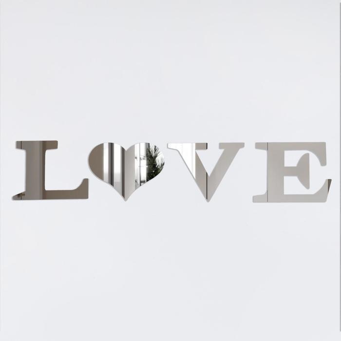 Наклейки интерьерные "LOVE", зеркальные, декор на стену, буква 8 х 10 см - фото 1897002672