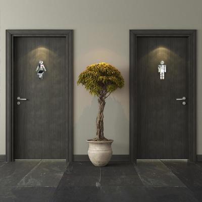 Наклейки на дверь в туалет WC "М и Ж", интерьерные, зеркальные, декор на стену