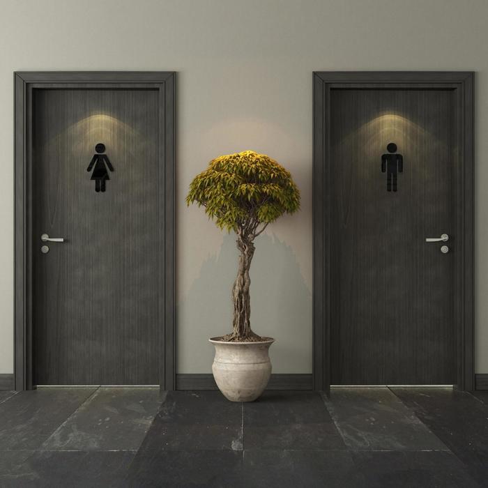Наклейки на дверь в туалет WC "М и Ж", интерьерные, зеркальные, декор на стену - Фото 1