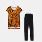 Комплект женский (футболка, леггинсы), цвет оранжевый, размер 44 - Фото 4
