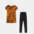 Комплект женский (футболка, леггинсы), цвет оранжевый, размер 44 - Фото 6