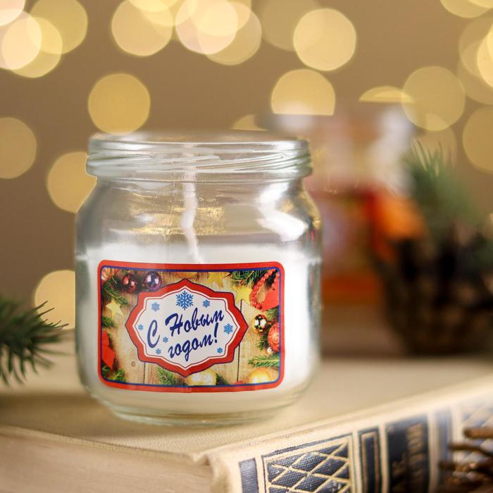 Ароматическая свеча в банке «Зимний жасмин. С Новым годом», 6.4×6 см - Фото 1