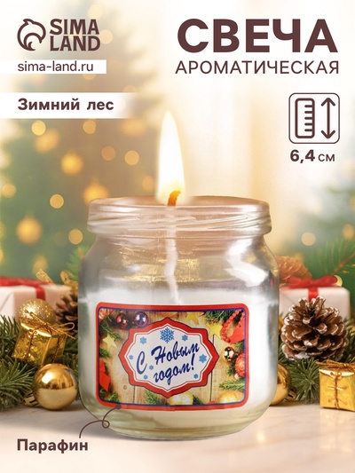 Ароматическая свеча в банке «Зимний лес. С Новым годом», 6.4×6 см