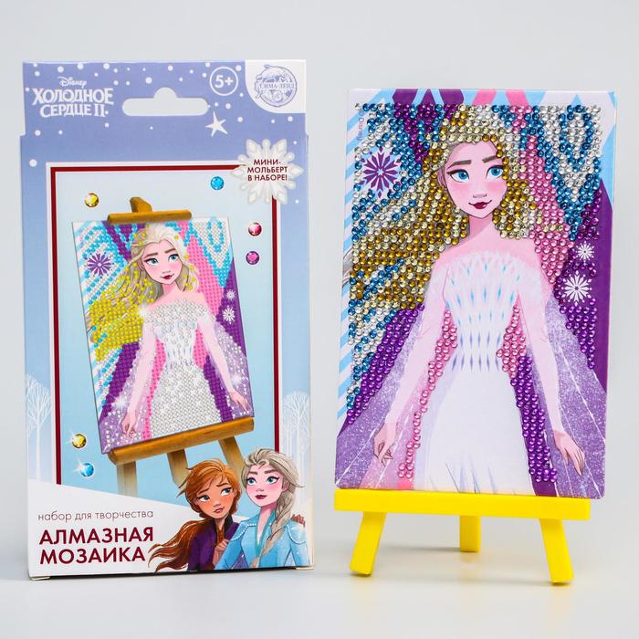 Алмазная мозаика для детей Холодное сердце + емкость, стержень с клеевой подушечкой - Фото 1
