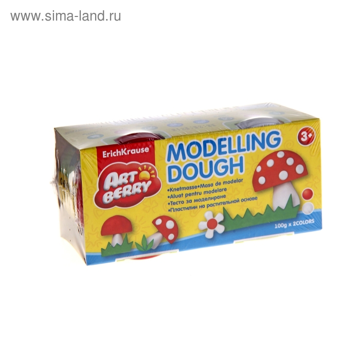 Пластилин на растительной основе набор 2 цвета*100г Modelling Dough красный/белый 3271 - Фото 1