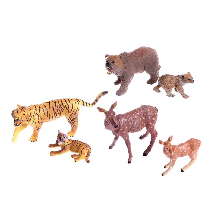 Набор диких животных «Дети и родители», 6 фигурок - Фото 1