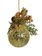 Ёлочный шар «Валенсия», новогодний, d=8 см, грани шишка ягоды, золото 6938952 Ёлочный шар «Валенсия», новогодний, d=8 см, грани шишка ягоды, золото 6938952