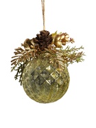 Ёлочный шар «Валенсия», новогодний, d=8 см, грани шишка ягоды, золото 6938952 Ёлочный шар «Валенсия», новогодний, d=8 см, грани шишка ягоды, золото 6938952