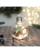 Ёлочный шар «Пора чудес. Снег», светящийся, пластиковый, d=8 см, прозрачный 6938969