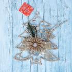 Украшение новогоднее "Ёлочка с бантиком и цветком" 19х22 см - фото 21321589