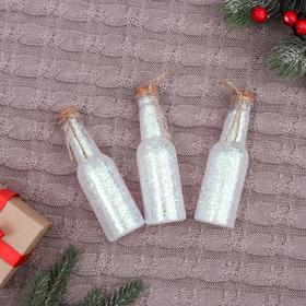 Украшение ёлочное "Новогодние фантазии" (набор 3 шт) бутылочки, 4х12 см, перламутр