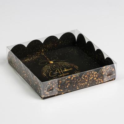 Коробка для кондитерских изделий с PVC крышкой «Золото», 13×13×3 см