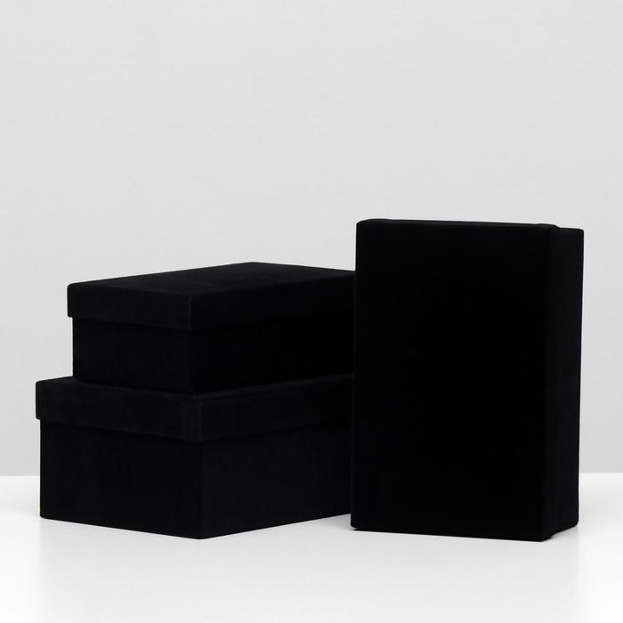 Набор коробок 3в1 "Бархат черный" 23х16х9,5 см - Фото 1