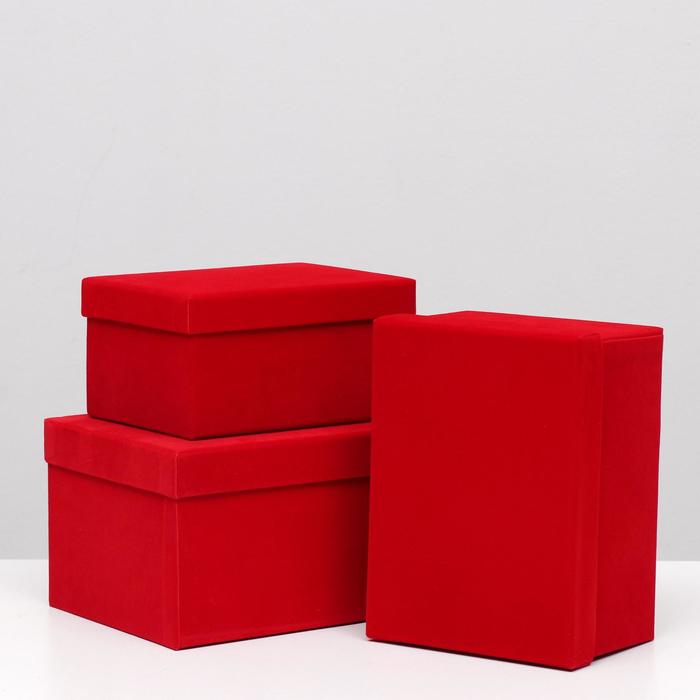 Набор коробок 3в1 "Бархат Красный" 26х19,5х14,5 см - Фото 1