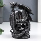 Плазменный шар "Дракон и череп" черный с серебряной патиной 15х15х17,5 см - Фото 4