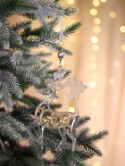 Ёлочная игрушка «Зимнее волшебство. Олень - узорный блеск», 10.7×17.7 см, прозрачно-золотой - Фото 2